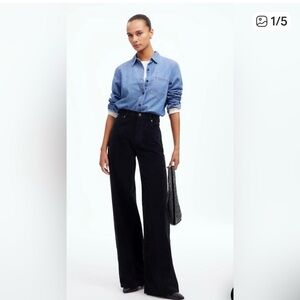 Madewell Black Corduroy Super Wide Leg Pants 31